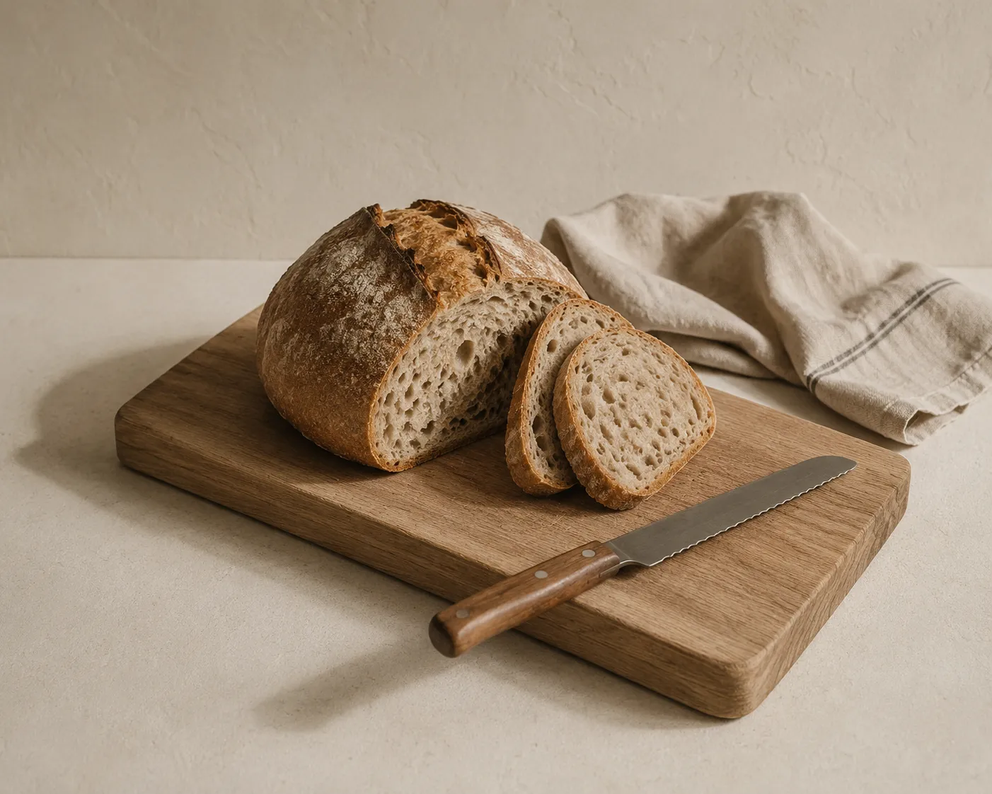 The cut face and the crumb hold their texture under a single soft source.