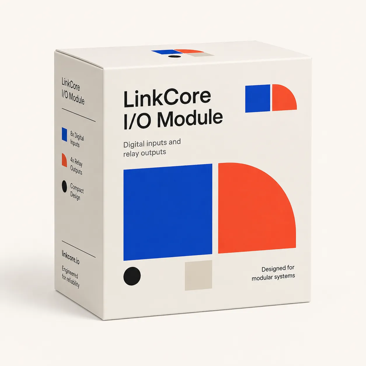 Only two shapes on a small carton — the reduced configuration this system defines for its smallest formats, not a simplified redraw.