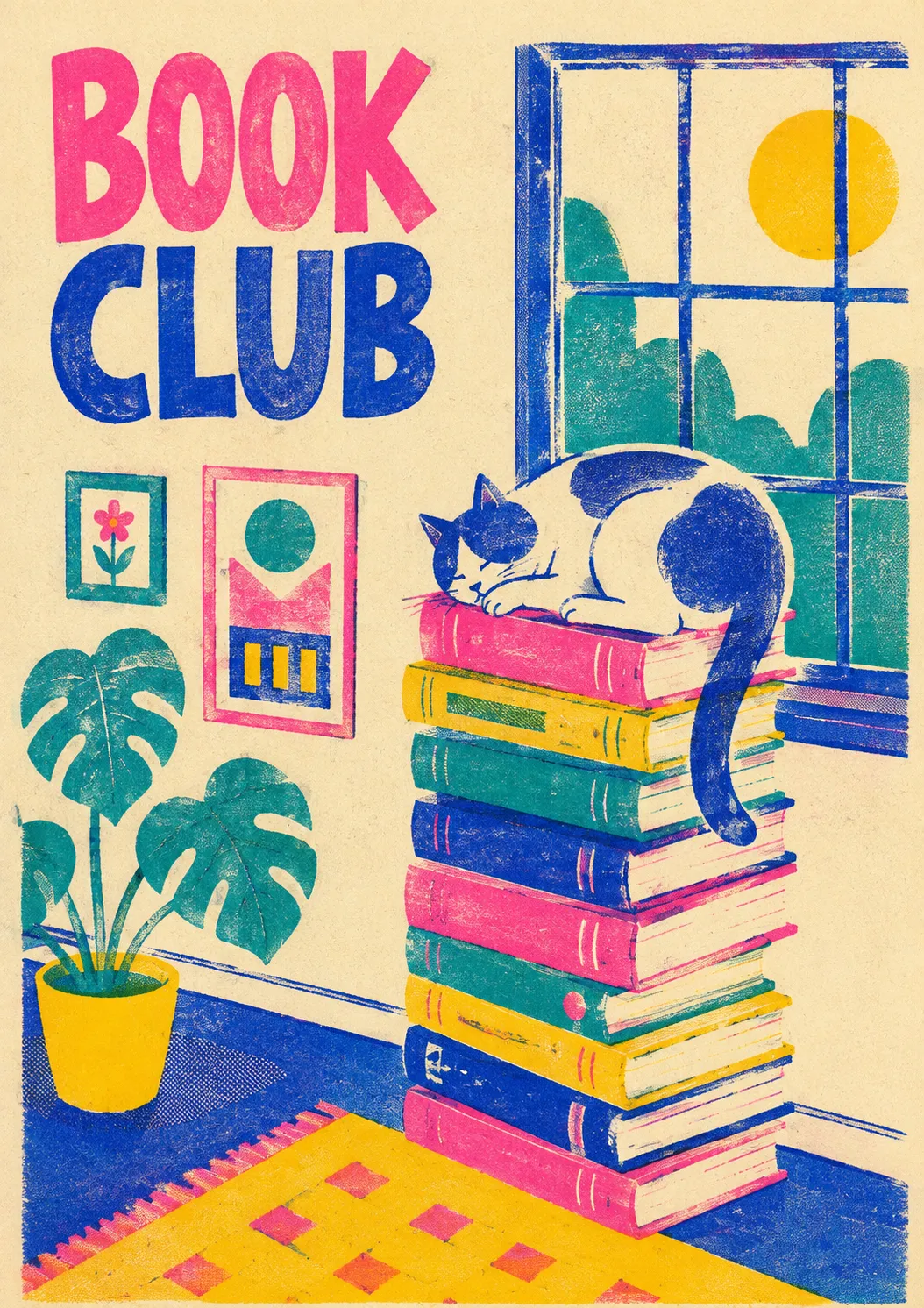 A zine cover carrying the style across a quiet domestic scene.