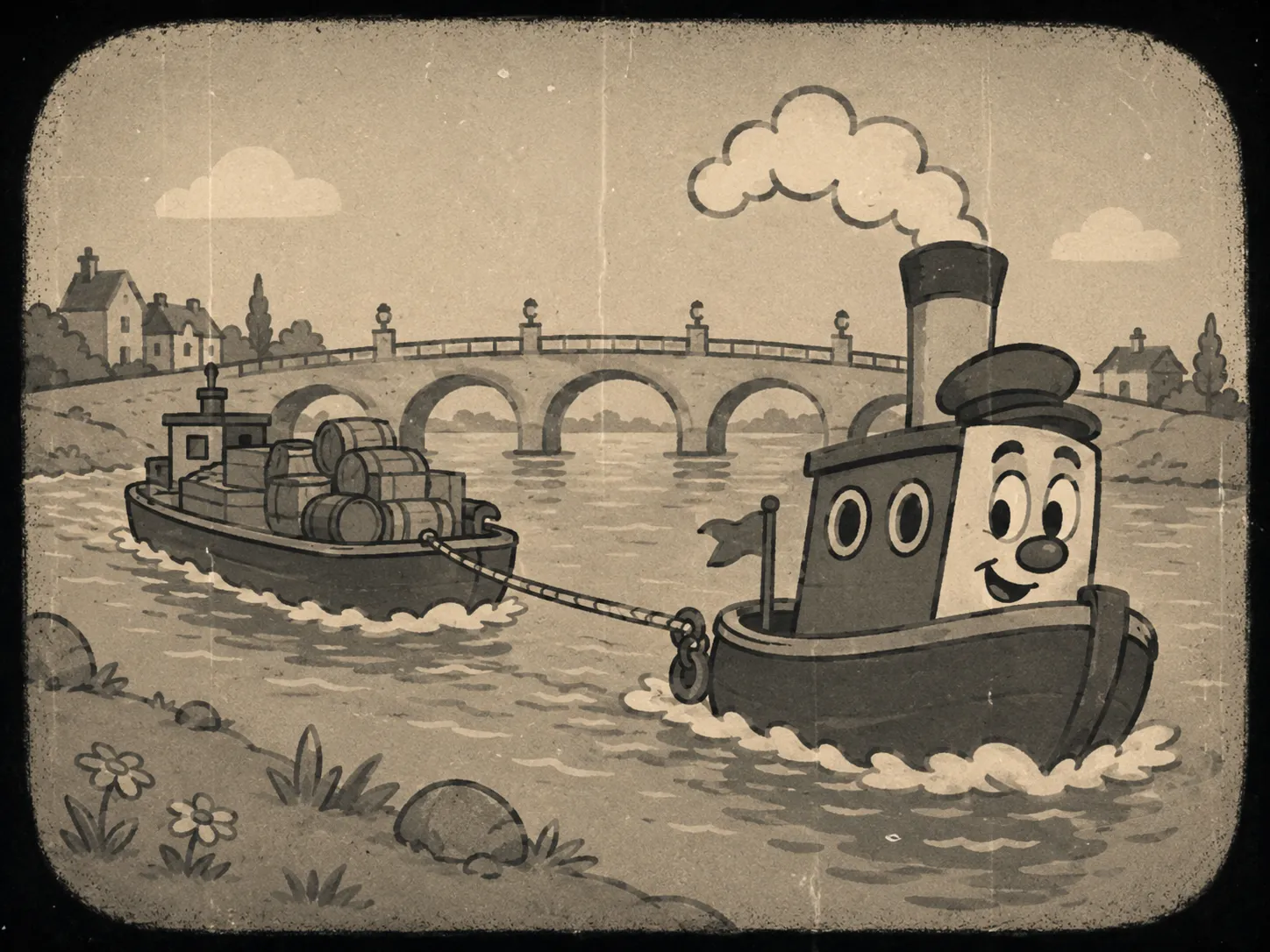 The gate vignette closes the corners the same way on every frame in the run.