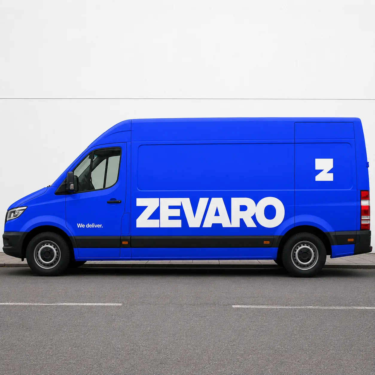 Read from across a street before the name resolves — the van shows what the system is built for, one field carrying one mark.