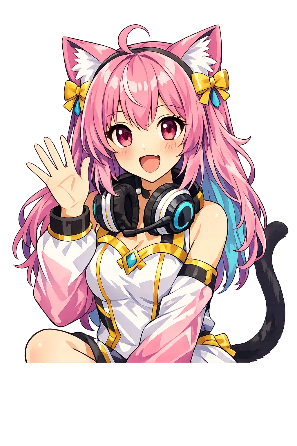 A catgirl gamer avatar shown in the attached style, held consistent within the render.