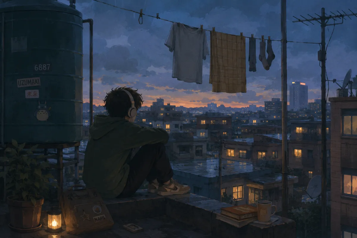 Rooftop at blue hour