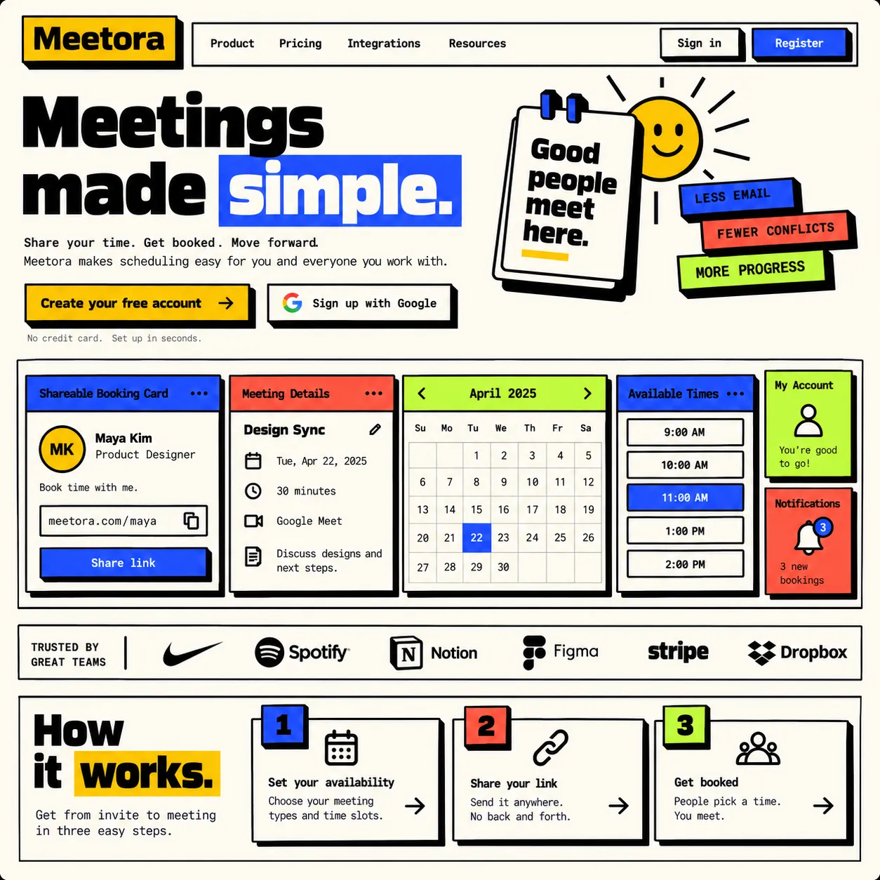A SaaS landing page: hero, an interface collage, customer logos and a step section.