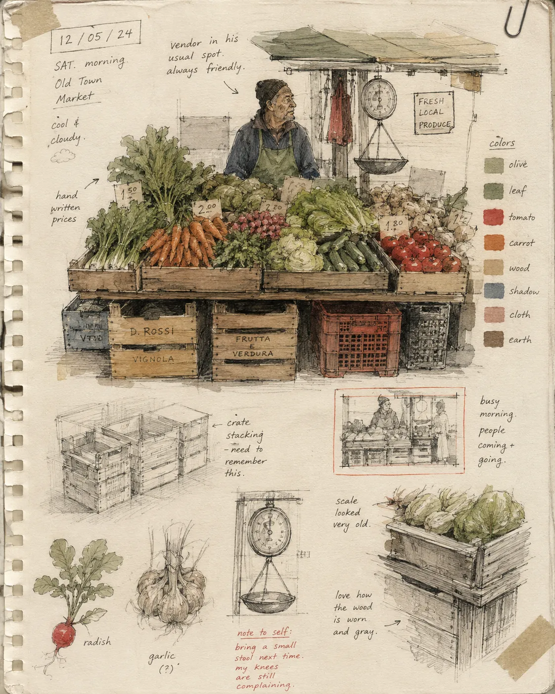 One scene studied at three sizes on the same page.