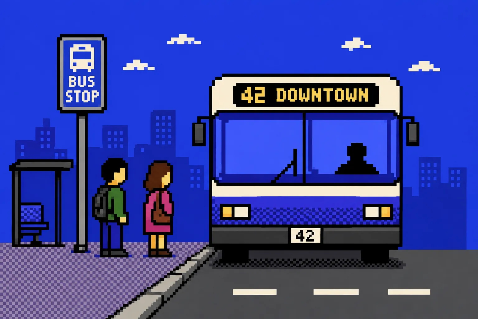 Windows, wheels and passengers all land on the same square grid.
