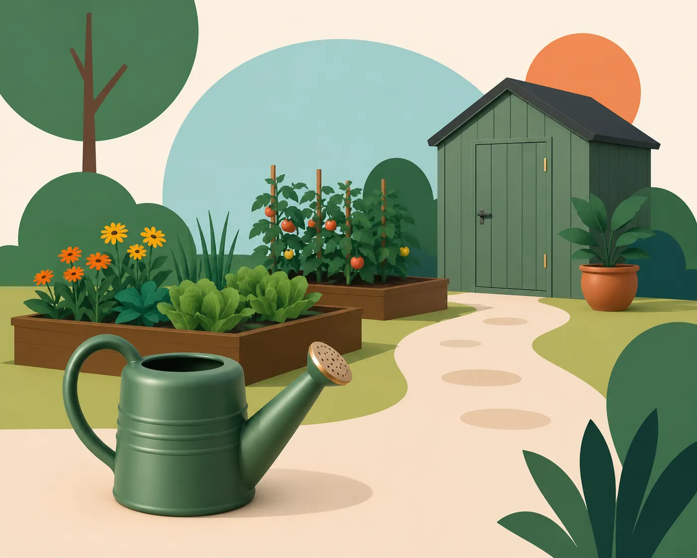 One rendered object anchoring a flat scene.