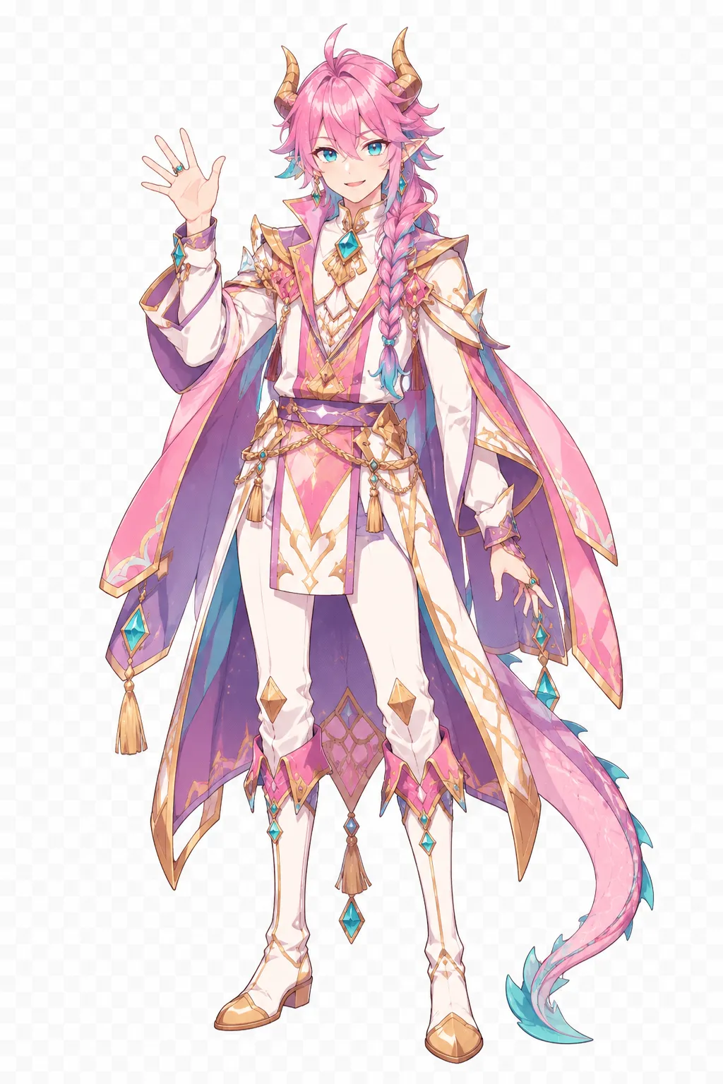A dragon-prince character shown in the attached style, consistent within the render.