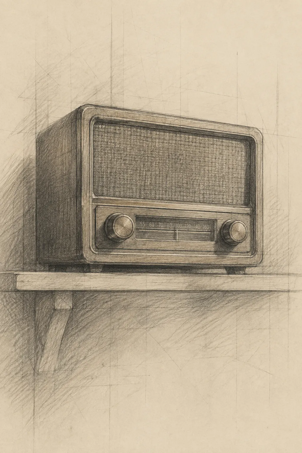 The drawing resolves at the centre and falls away into bare sheet.