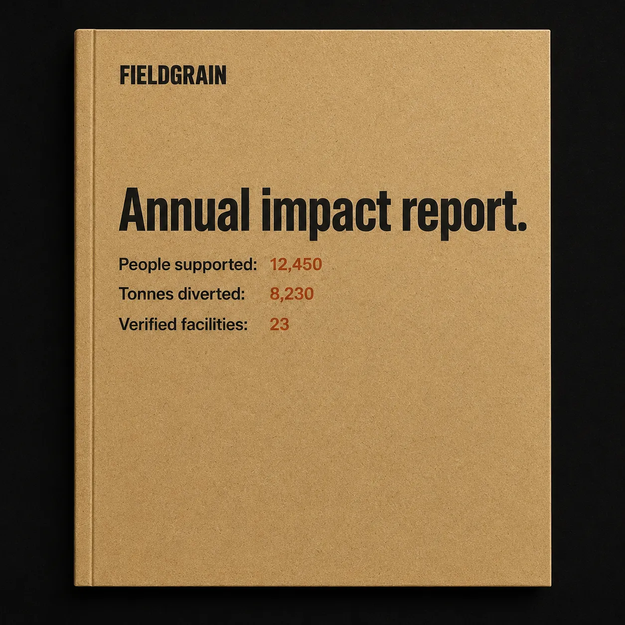 Three labelled numbers on an otherwise empty cover — the report leads with data, not a photograph of a landscape.