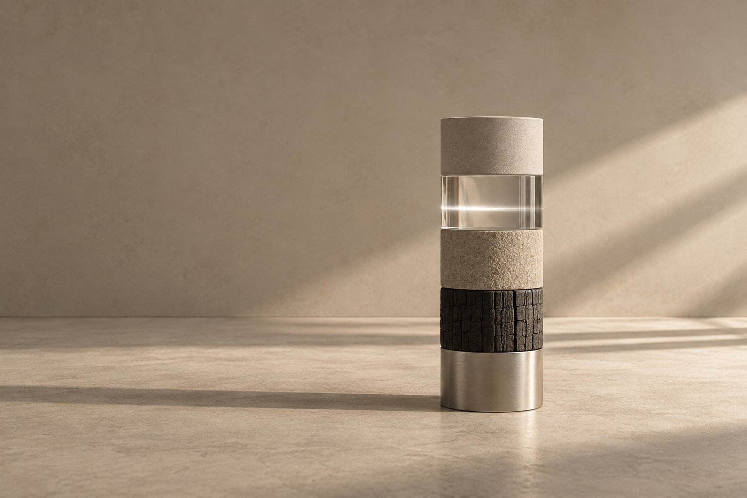 Types of style references — a column built from five drums, each a different material and surface